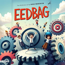 An uplifting and thought-provoking book cover for the title "Feedbag," with the title in vibrant red, joyful font