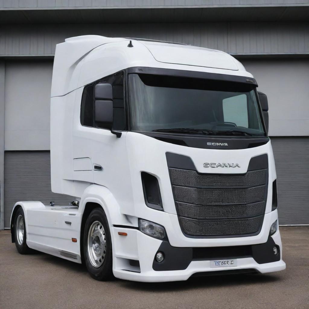 A surprising blend between a robust Scania truck and the high-performance design of a Devel Sixteen, establishing an unusually powerful and avant-garde concept truck