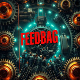 A captivating book cover for the title "Feedbag," featuring the title prominently in bold red letters