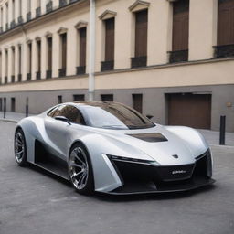 A creative blend of a classic Lada sedan with the sharp, high-performance aesthetics of a Devel Sixteen, creating a unique and unexpected supercar concept