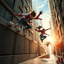 Thumbnail featuring video game characters performing parkour