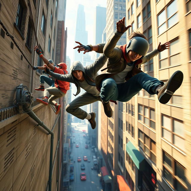 Thumbnail featuring video game characters performing parkour