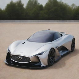 A blend of a sleek Infiniti sports car with the audacious, high-performance aesthetics of a Devel Sixteen, forming an alluring supercar concept