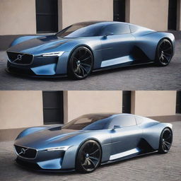 Imagine a unique blend of a luxurious Volvo sedan with the bold, cutting-edge design of a Devel Sixteen, resulting in an innovative high-performance luxury car