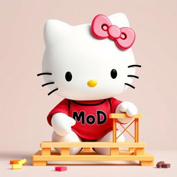 Hello Kitty wearing a t-shirt with the text "MoD" on it