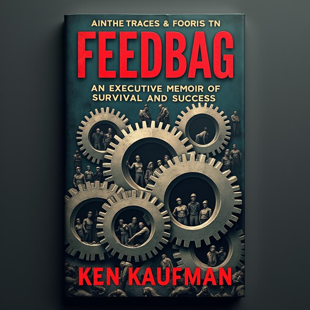 A gripping book cover for the title "Feedbag," depicted in bold red letters at the top, with the subtitle "An Executive Memoir of Survival and Success" elegantly placed below it
