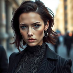A character portrait of Eden Enright, a captivating figure with a sense of mystery