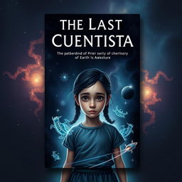 A striking book cover for "The Last Cuentista", featuring a dark, starry space backdrop with a mysterious, beautiful nebula