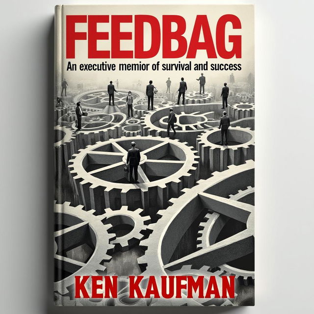 A visually engaging book cover for "Feedbag" by Ken Kaufman that draws inspiration from Escher's style