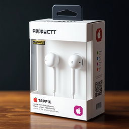 A package of 8-bit graphics Apple wired headphones, designed with retro gaming aesthetics