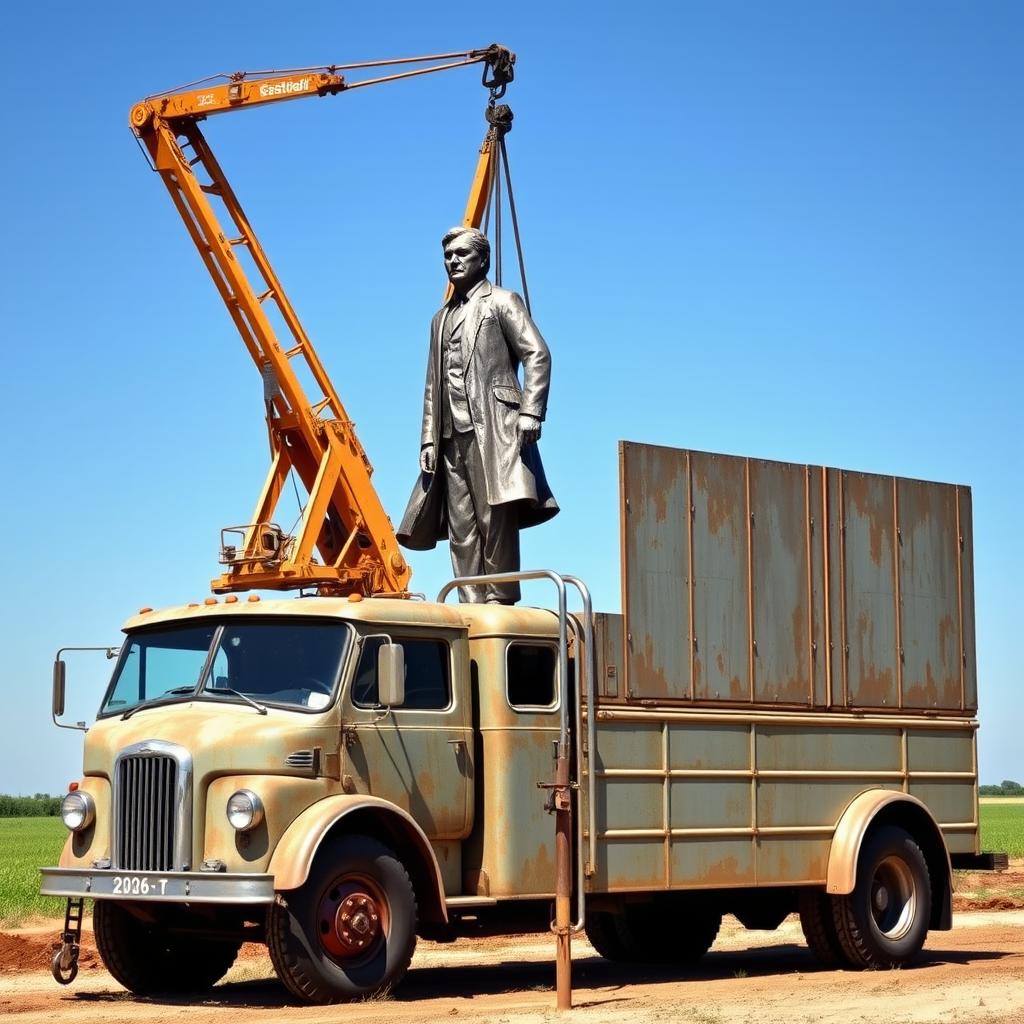 A vintage 6-door truck designed for signage operations, featuring an extended body with six large doors