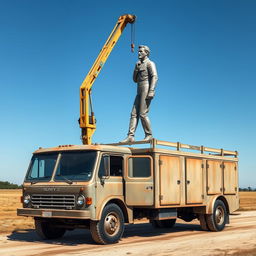 A vintage 6-door truck designed for signage operations, featuring an extended body with six large doors