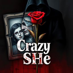 A captivating true crime book cover illustration for "Crazy Is She"