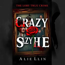 A captivating true crime book cover illustration for "Crazy Is She"