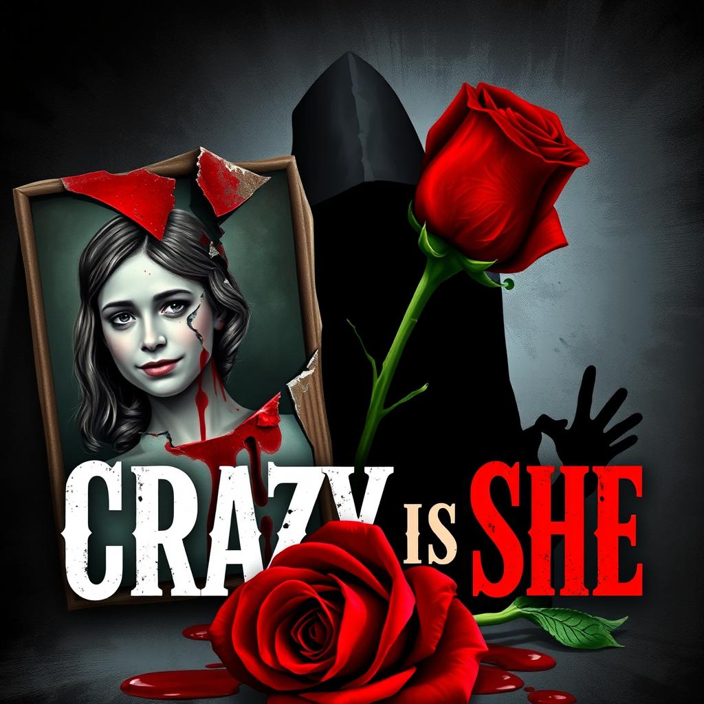 A captivating true crime book cover illustration for "Crazy Is She"