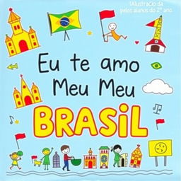 A charming album cover featuring the text 'Ilustração da música Eu Te Amo Meu Brasil feito pelos alunos do 2° ano'