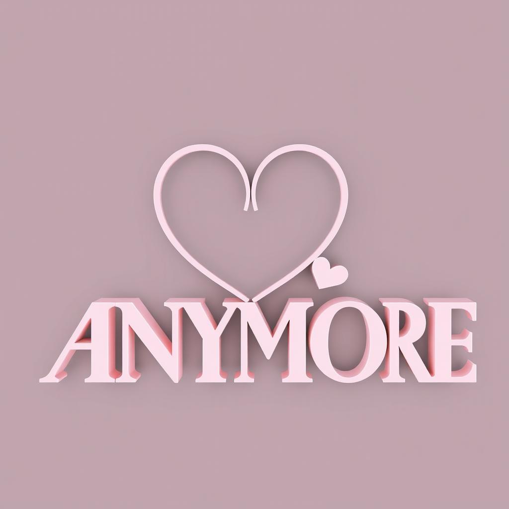 A simple, romantic 3D symbol with the word 'ANYMORE' artistically incorporated into the design