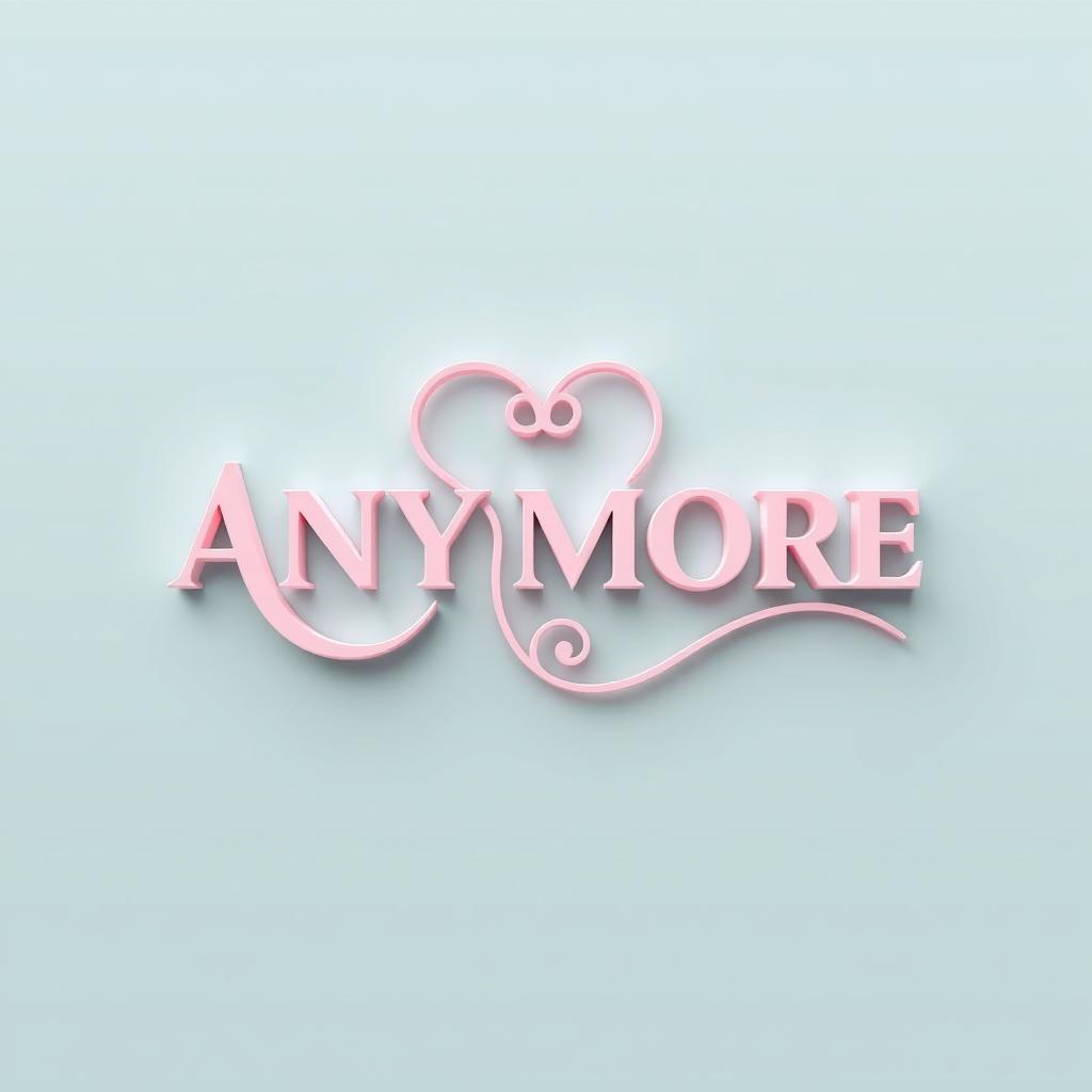 A simple, romantic 3D symbol with the word 'ANYMORE' artistically incorporated into the design