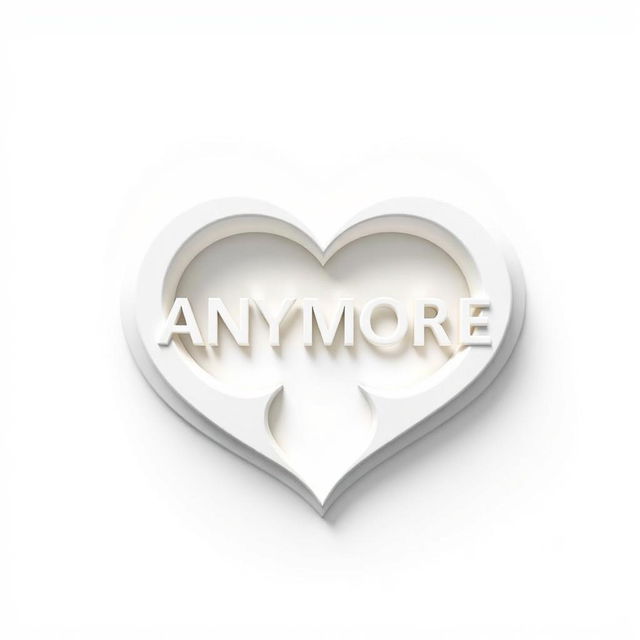 A simple 3D romantic symbol without hearts, featuring the word 'ANYMORE' artistically incorporated into the design