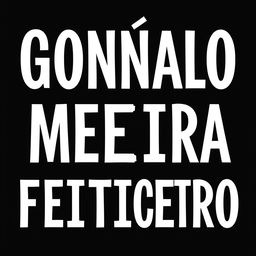 The text 'GONÇALO MEIIRA FEITICEIRO' in a bold, striking font, displayed with white letters against a solid black background