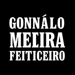 The text 'GONÇALO MEIIRA FEITICEIRO' in a bold, striking font, displayed with white letters against a solid black background