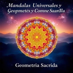 An A4 book cover titled 'Mandalas Universales y Geometría Sagrada'