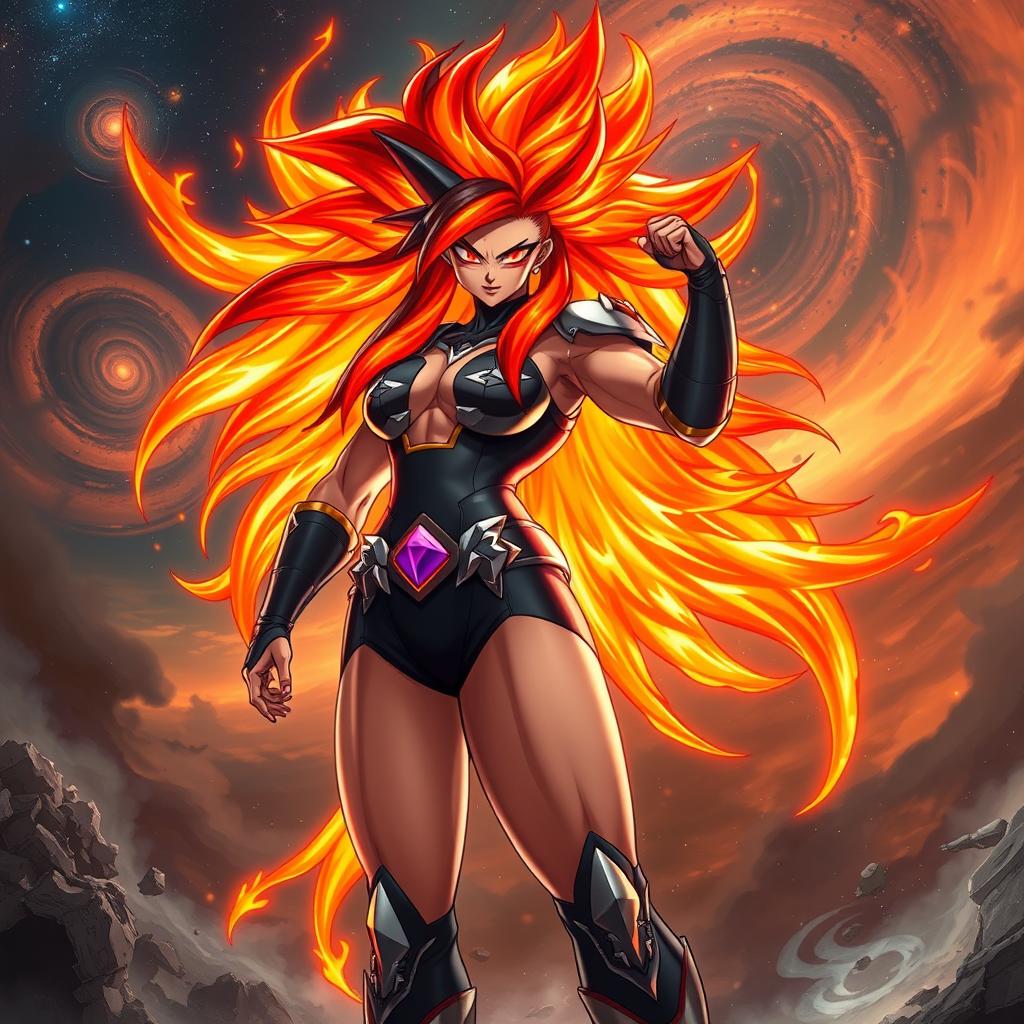 Echalott in her 'Celestial Fury' transformation, inspired by the Super Saiyan God form