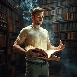 A man transforming into a book