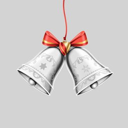 A delightful illustration of a Christmas ornament featuring two elegantly crafted silver bells