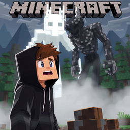 A dramatic scene in Minecraft where Rubius is facing Herobrine