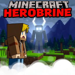 A dramatic scene in Minecraft where Rubius is facing Herobrine