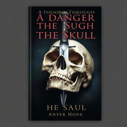 Book cover design featuring a dramatic scene of a dagger piercing through a skull