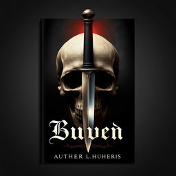 Book cover design featuring a striking image of a dagger piercing through a skull