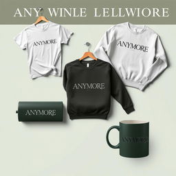 An elegant and eye-catching advertisement showcasing a collection of different products including a t-shirt, sweater, and mug