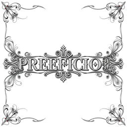 The word "PREFÁCIO" ornately detailed with intricate designs on both sides