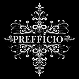 The word "PREFÁCIO" ornately detailed with intricate designs on both sides