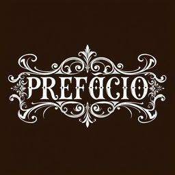 The word "PREFÁCIO" ornately detailed with intricate designs on both sides