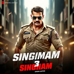 Ajay Devgan as the heroic character Singham in "Singham 3", showcasing a confident and determined expression