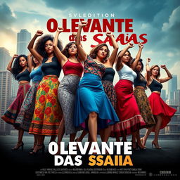 Create a captivating movie poster for "O Levante das Saias," featuring a bold and rebellious theme