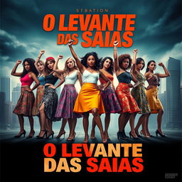 Create a captivating movie poster for "O Levante das Saias," featuring a bold and rebellious theme