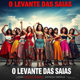 Create a captivating movie poster for "O Levante das Saias," featuring a bold and rebellious theme