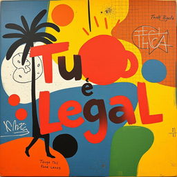 a modern interpretation of the 1960 artwork 'Tudo é Legal', capturing the essence of optimism and vibrancy of that era, with abstract shapes and bold colors, evoking a sense of freedom and dynamism