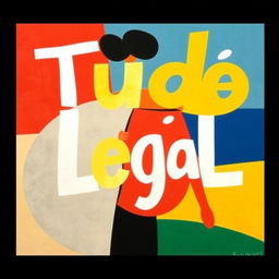 a modern interpretation of the 1960 artwork 'Tudo é Legal', capturing the essence of optimism and vibrancy of that era, with abstract shapes and bold colors, evoking a sense of freedom and dynamism