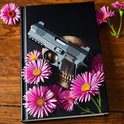 A striking book cover featuring a detailed, modern gun intertwined with a dark, menacing skull