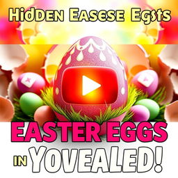 A YouTube thumbnail design featuring a vibrant Easter egg theme