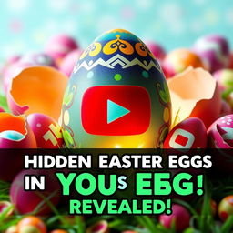 A YouTube thumbnail design featuring a vibrant Easter egg theme