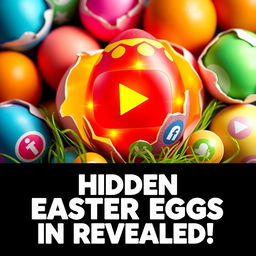 A YouTube thumbnail design featuring a vibrant Easter egg theme