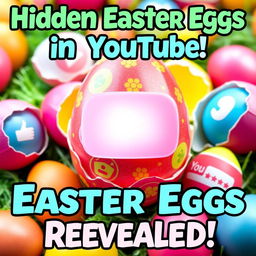 A YouTube thumbnail design featuring a vibrant Easter egg theme