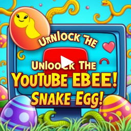 A YouTube thumbnail design highlighting an Easter egg featuring the classic Snake video game within YouTube