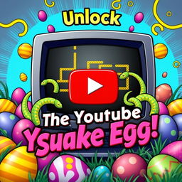 A YouTube thumbnail design highlighting an Easter egg featuring the classic Snake video game within YouTube